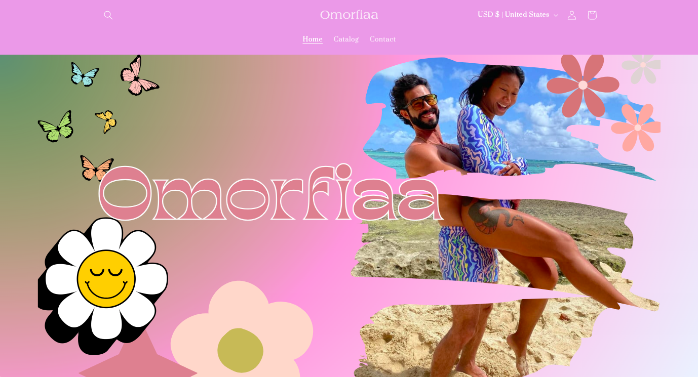 Homepage of Omorfiaa Swimwear website